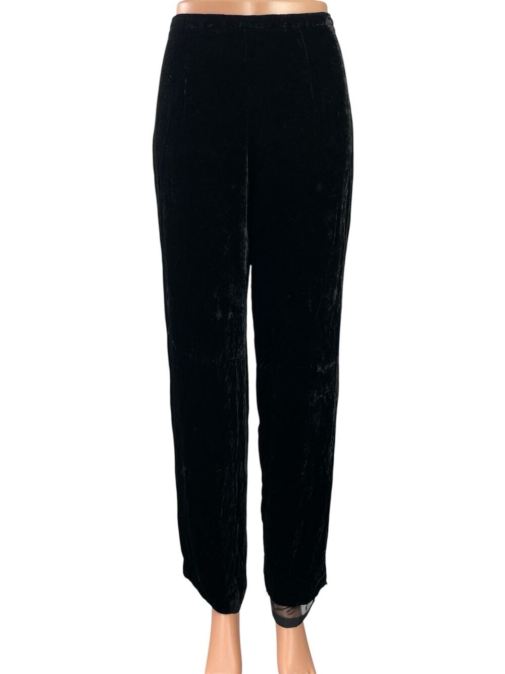 Ann Taylor Womens Black Velvet Velour HighWaisted Wide Leg Trousers Pants Size 4